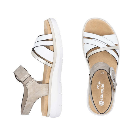 Sandale casual, dama, REMONTE, D2K55-90 alb, piele ecologica